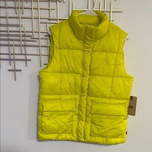 Women Yellow Puffer Vest LEVIS Size M